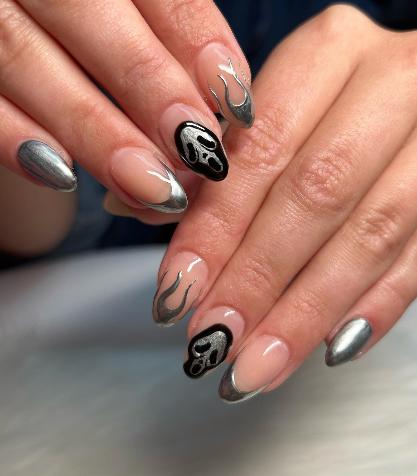 Chrome French Tip Manicure