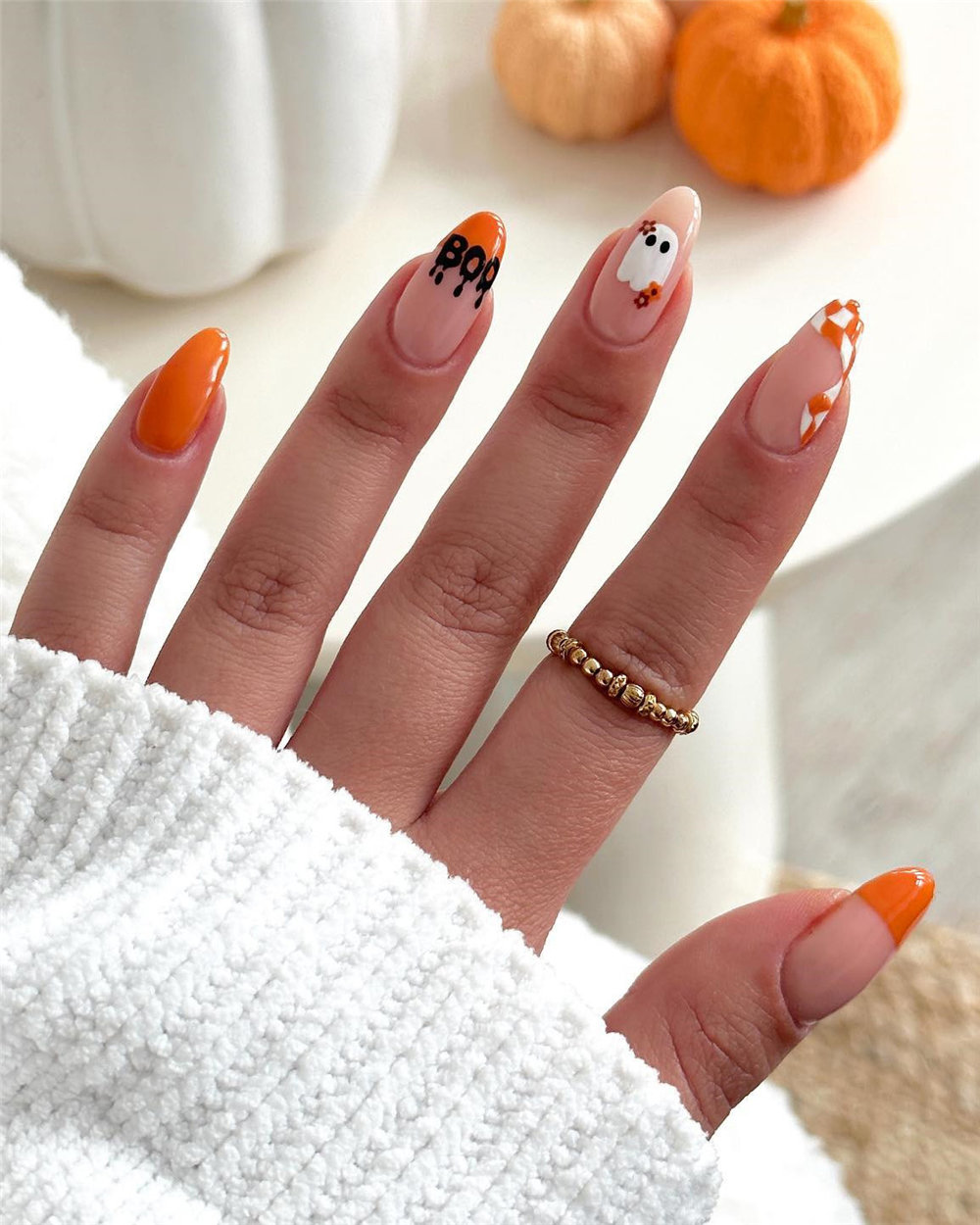 Cute Pumpkin Nails