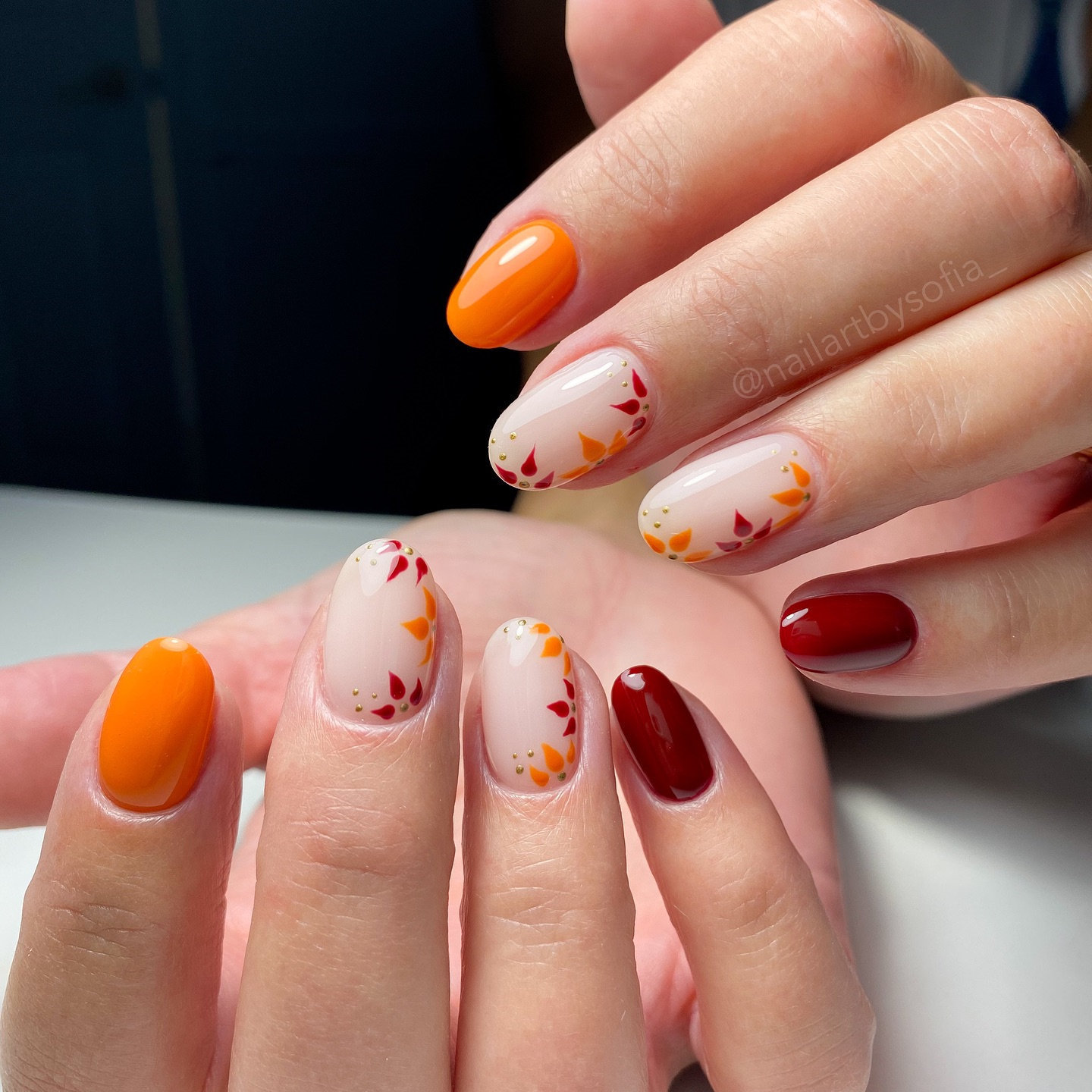 fall leaf nails