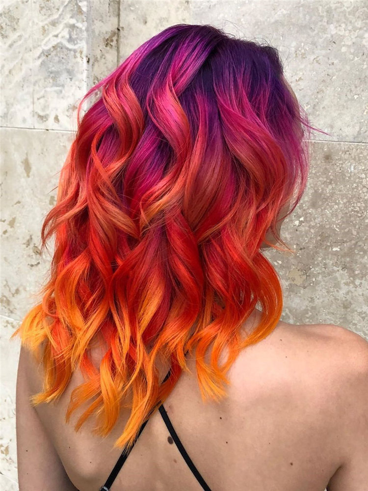 Cool colorful hair color ideas such as, blue-black or enthusiastic fiery red or calm green, charming yellow, mature gray? you can browse our website from time to time. #colorfulhair #haircolor #hairstyle