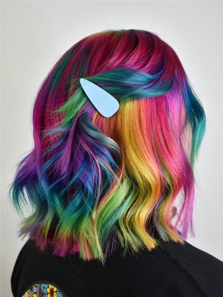 Cool colorful hair color ideas such as, blue-black or enthusiastic fiery red or calm green, charming yellow, mature gray? you can browse our website from time to time. #colorfulhair #haircolor #hairstyle