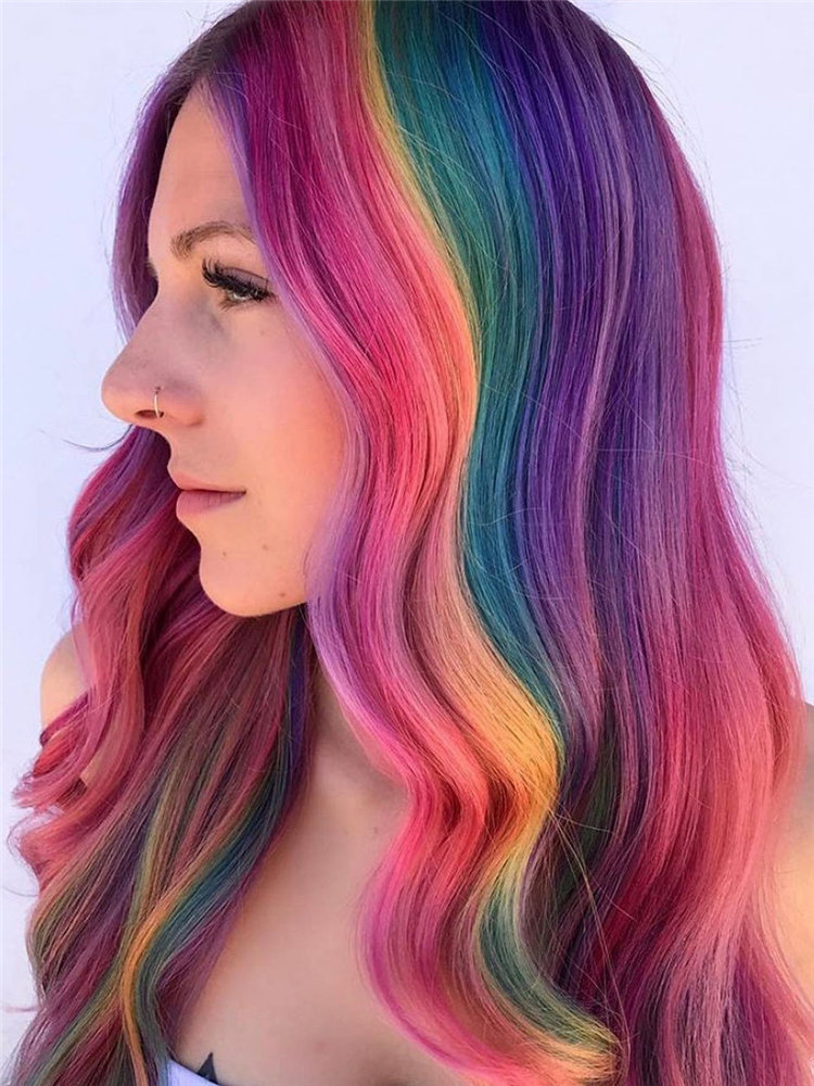 Cool colorful hair color ideas such as, blue-black or enthusiastic fiery red or calm green, charming yellow, mature gray? you can browse our website from time to time. #colorfulhair #haircolor #hairstyle