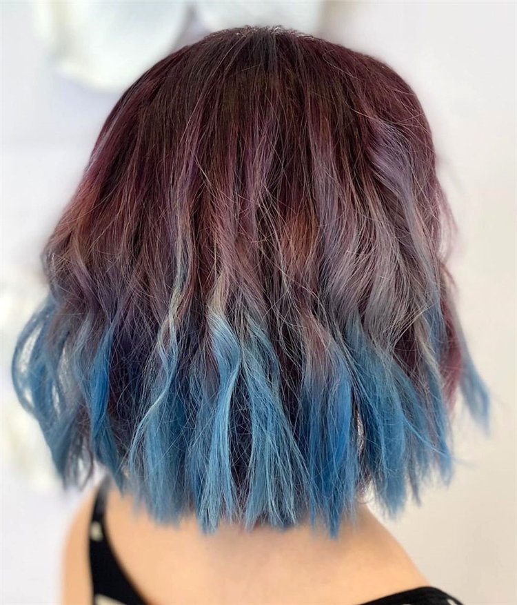 Cool colorful hair color ideas such as, blue-black or enthusiastic fiery red or calm green, charming yellow, mature gray? you can browse our website from time to time. #colorfulhair #haircolor #hairstyle