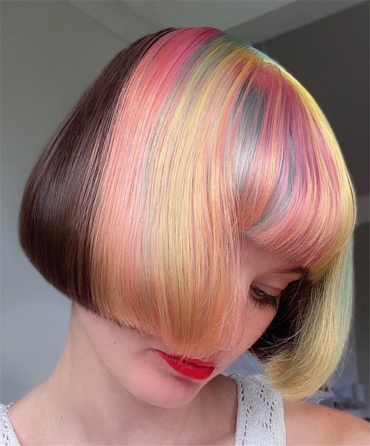 Cool colorful hair color ideas such as, blue-black or enthusiastic fiery red or calm green, charming yellow, mature gray? you can browse our website from time to time. #colorfulhair #haircolor #hairstyle