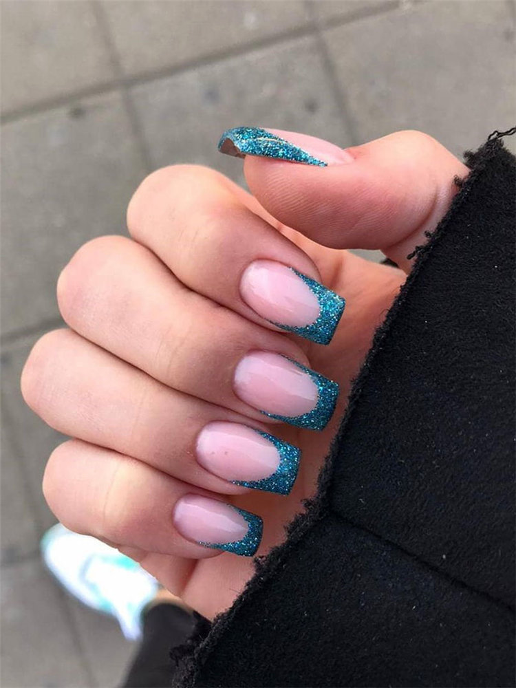 french nail designs ideas, include glitter nails, short nails, and long nails designs and more. If you want to manicure, you can browse our website from time to time. #frenchtipnails #frenchnails #nailart