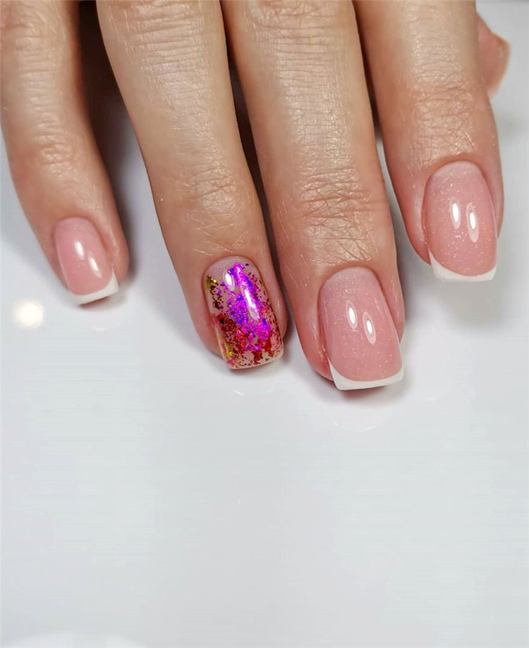 french nail designs ideas, include glitter nails, short nails, and long nails designs and more. If you want to manicure, you can browse our website from time to time. #frenchtipnails #frenchnails #nailart