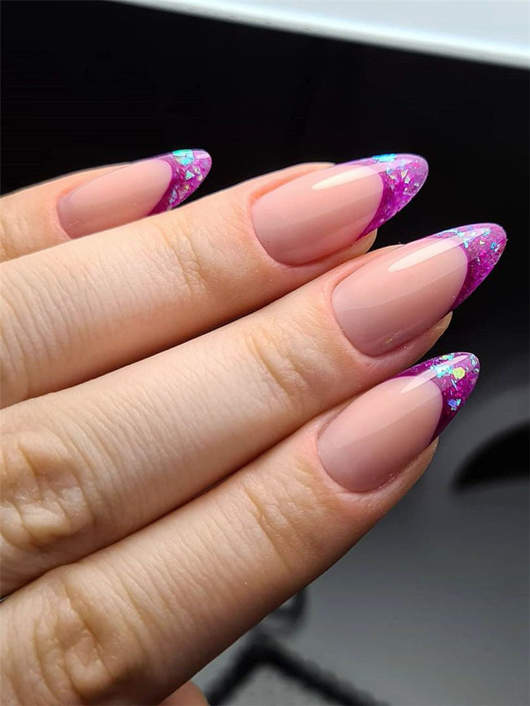 french nail designs ideas, include glitter nails, short nails, and long nails designs and more. If you want to manicure, you can browse our website from time to time. #frenchtipnails #frenchnails #nailart