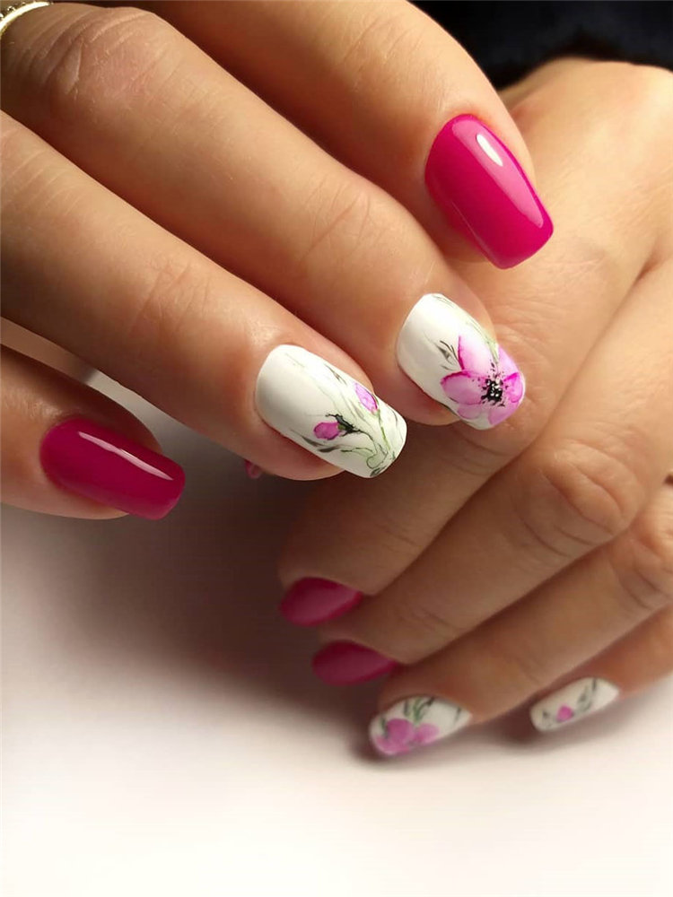 red and white flower nails