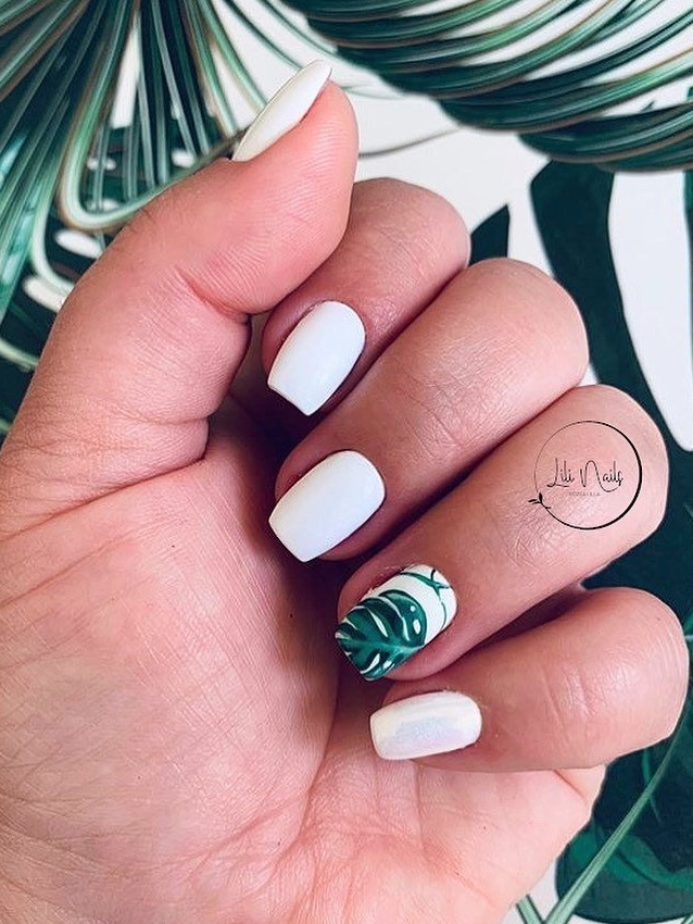 25 Simple Leaf Nail Design You Have to Try in Summer 2021