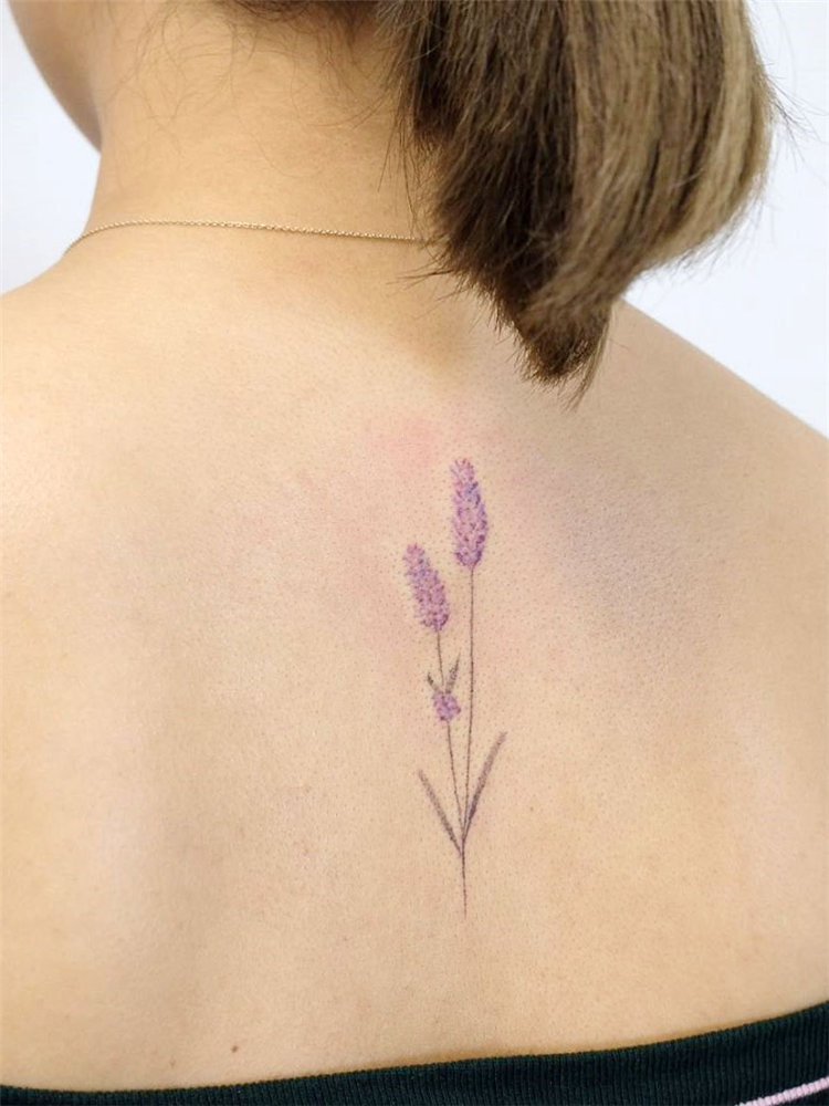 Simple lavender tattoo design ideas on arm, ankle, ribs and and more. If you want to creat lavender tattoo, you can browse our website from time to time. #tattooideas #flowertattoos #lavendertattoo