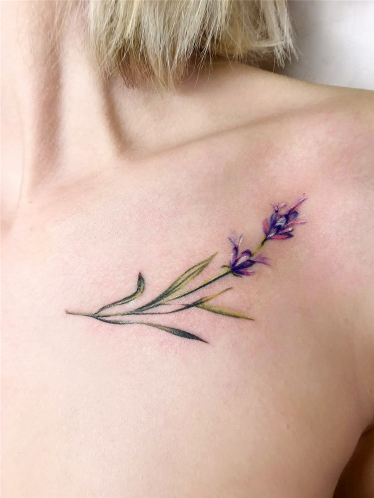 Simple lavender tattoo design ideas on arm, ankle, ribs and and more. If you want to creat lavender tattoo, you can browse our website from time to time. #tattooideas #flowertattoos #lavendertattoo