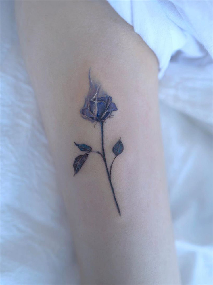 blue rose tattoo design for women: we have put together 50+ of the best rose tattoos. I hope everyone can choose their favorite tattoo and enjoy the process. #rosetattoodesign#tattooideas #tattooideasfemale